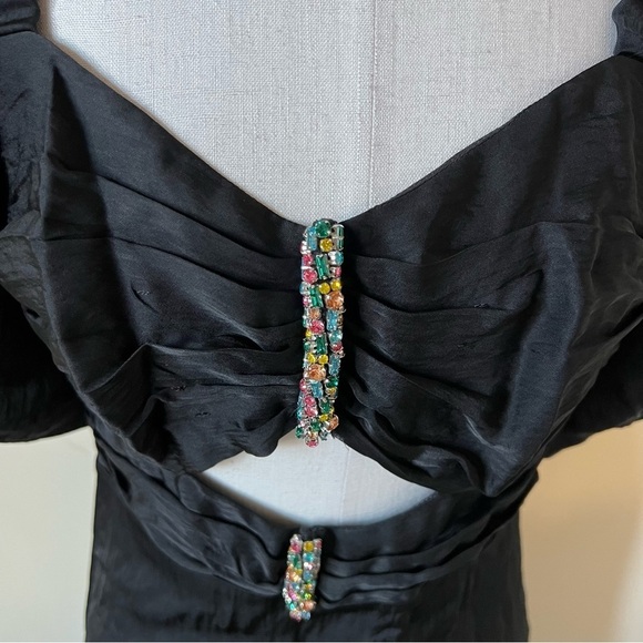 New! Sandro Falbala Embellished Cutout Black Midi Dress 17267 - Picture 7 of 16